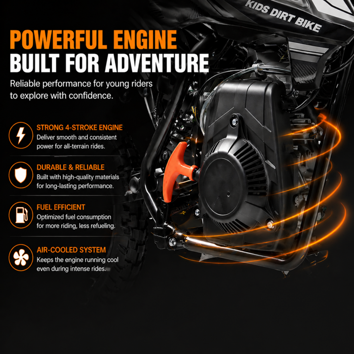 4-Stroke Dirt Bike,50cc Mini Motorcycle Max Speed 25 MPH, 165 lb Capacity with Shock Absorber & Dual Disc Brakes for Kids 13-17,Black