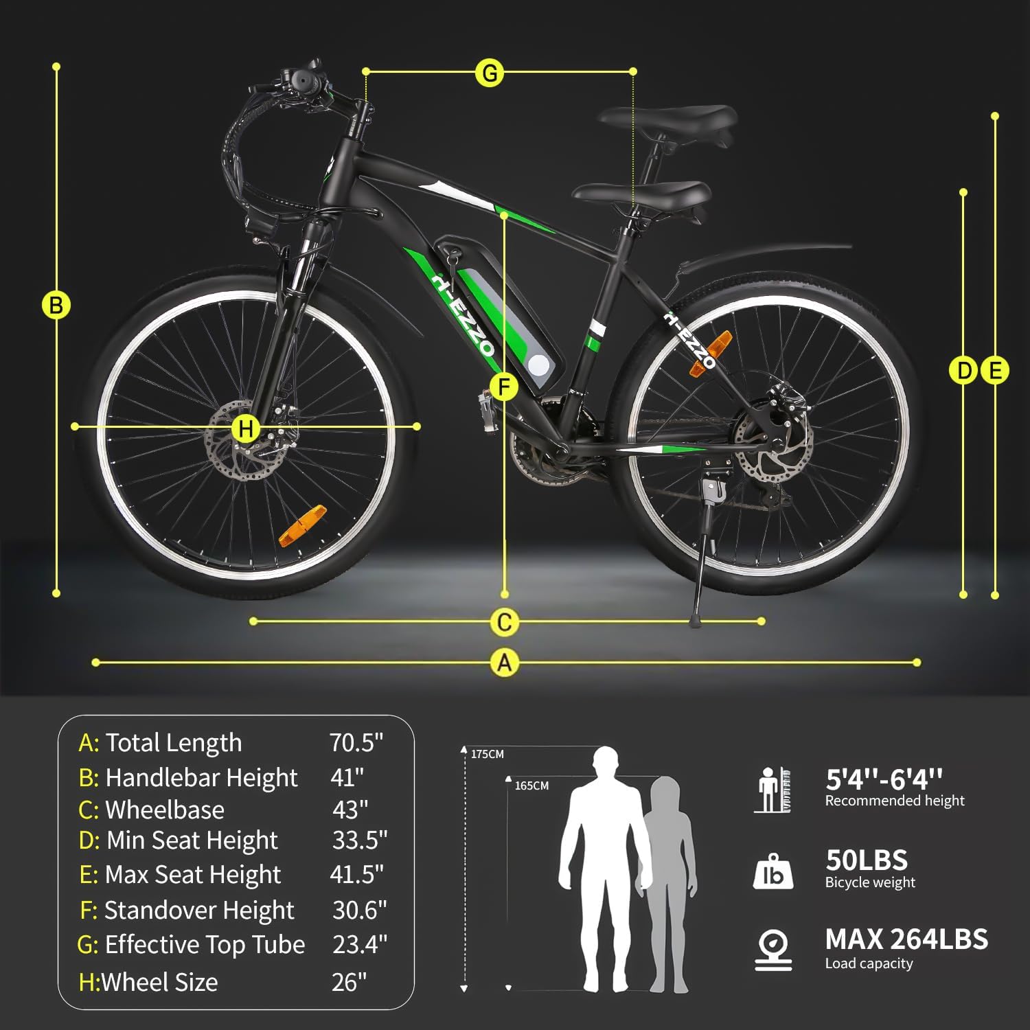 KTOEBYCO Electric Bike for Adults,750W Electric Bikes 26" Electric Mountain Bike,Shimano 21 Speed Gears Electric Bicycle,48V 10.4Ah Removable Battery,Free Lock