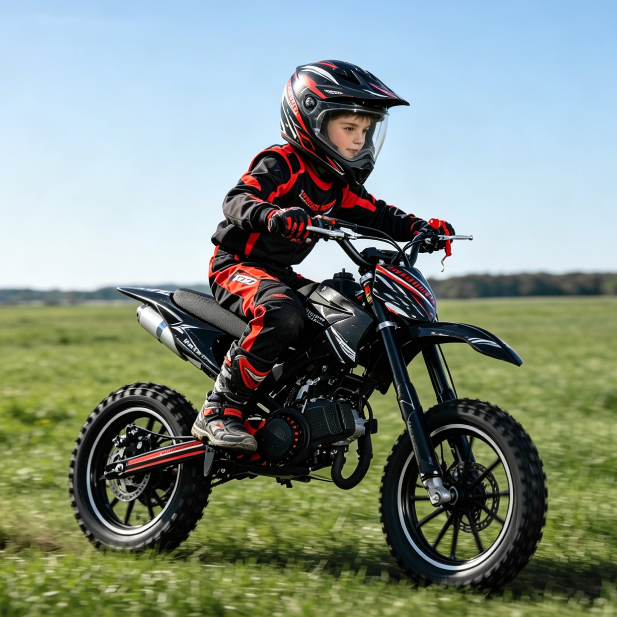 Gpower 49cc Dirt Bike for Kids 6–15, 2-Stroke Gas-Powered Mini Bike, 1-Seater, Black