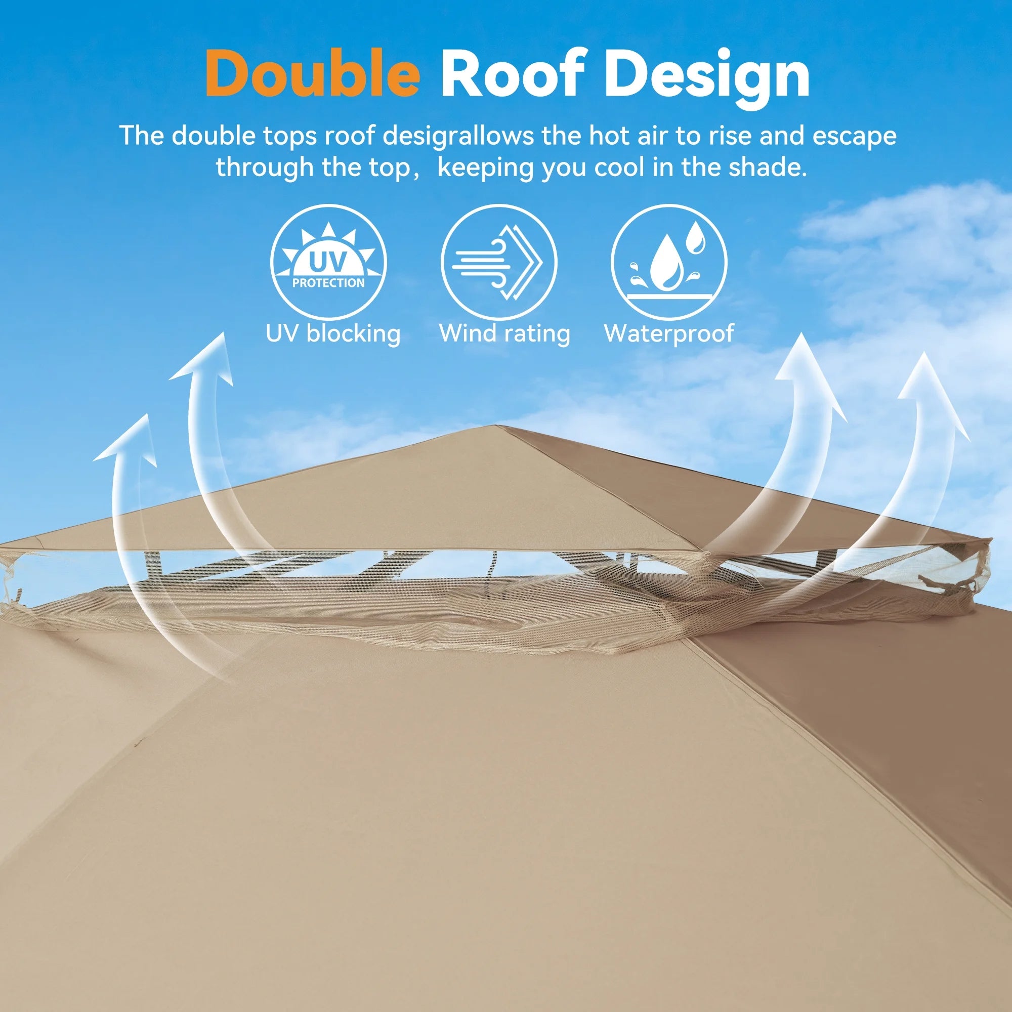 Covered Outdoor 11x13 Patio Gazebo Canopy Tent,Pop Up Gazebo with LED Lighting,Soft-Top Dual Roof Design
